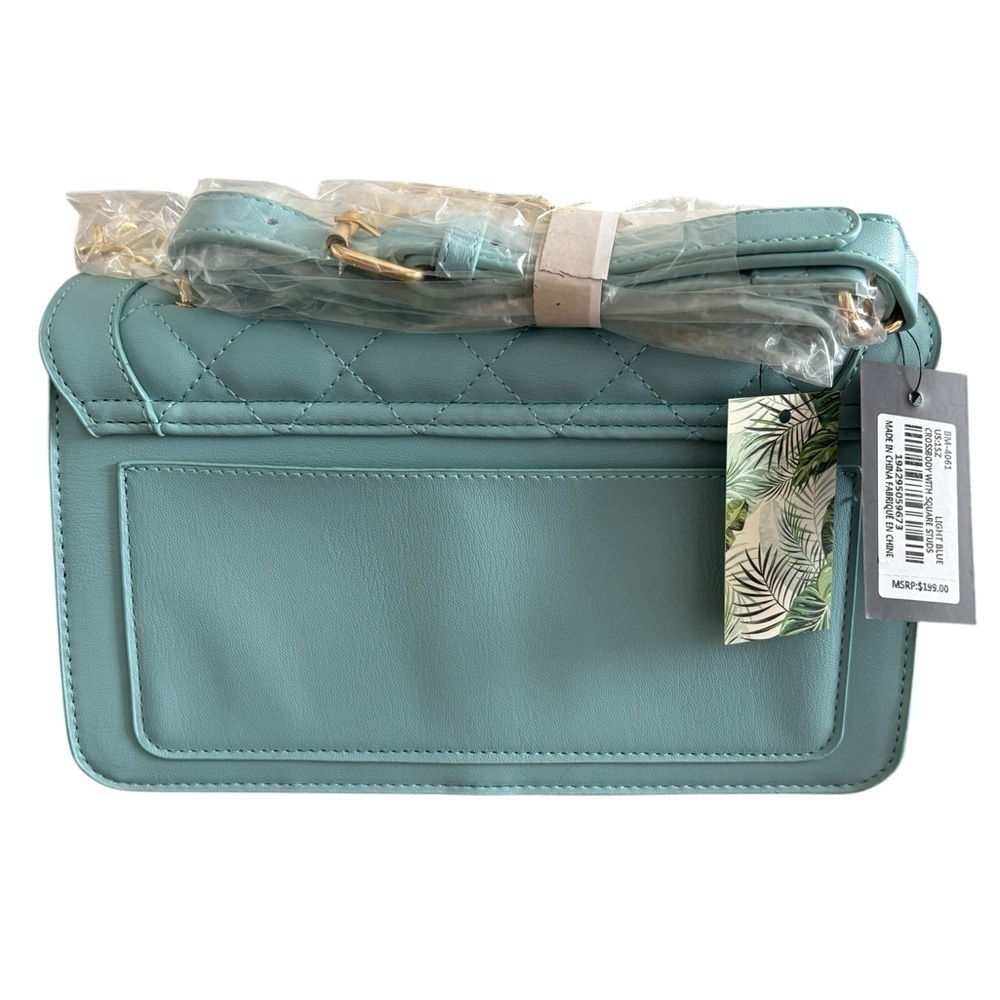 Badgley Mischka Light Blue Quilted Crossbody Bag - Picture 2 of 7